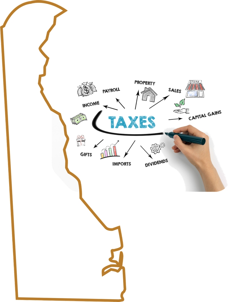 Map of Delaware showing services from Compass Tax Center