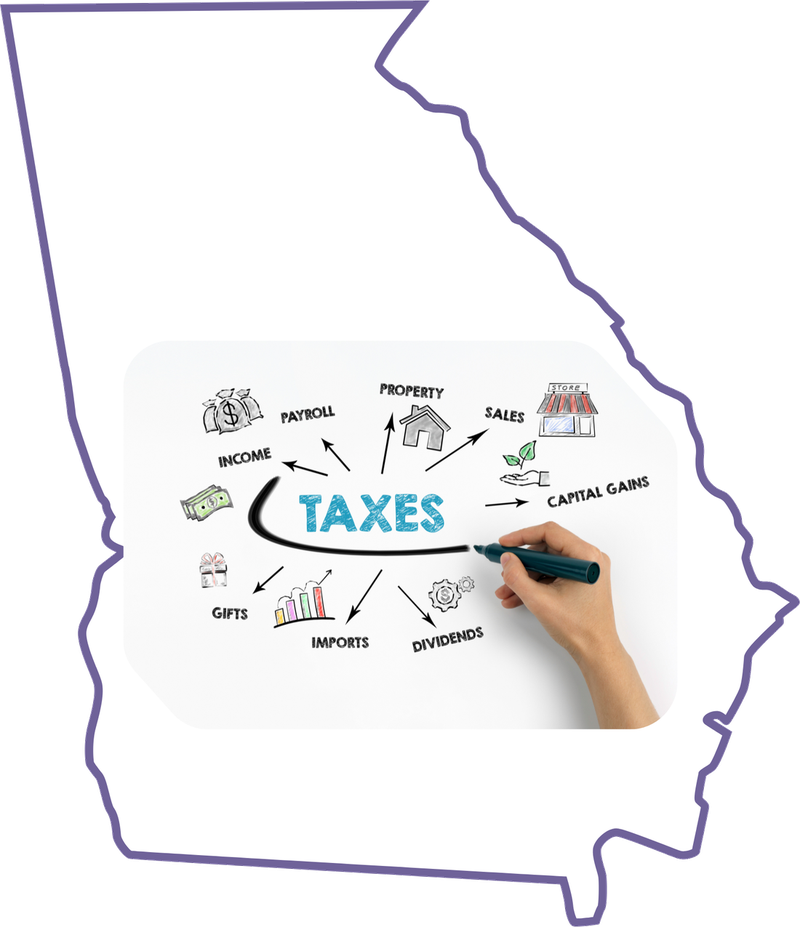 Map of Georgia showing services from Compass Tax Center