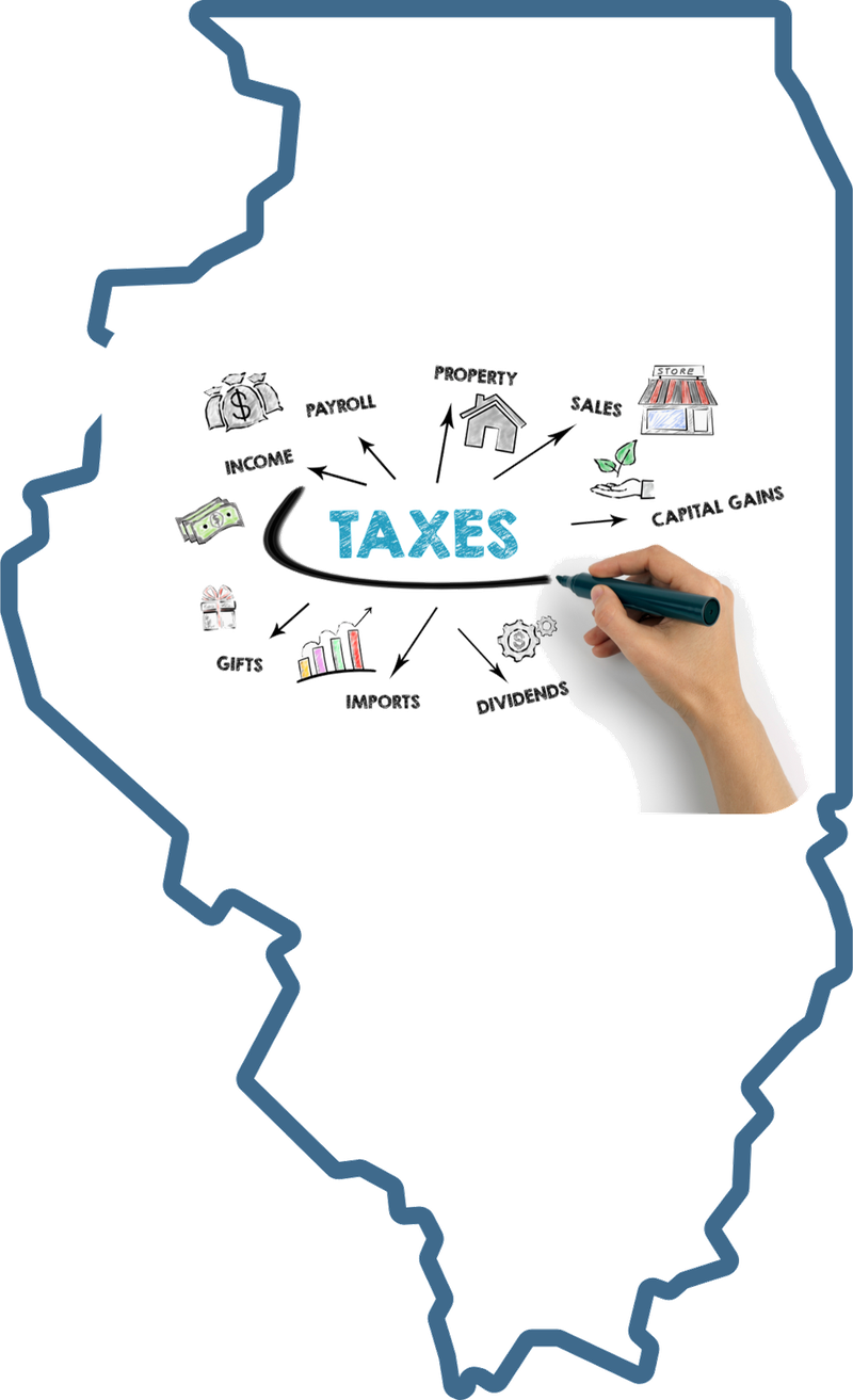 Map of Illinois showing services from Compass Tax Center