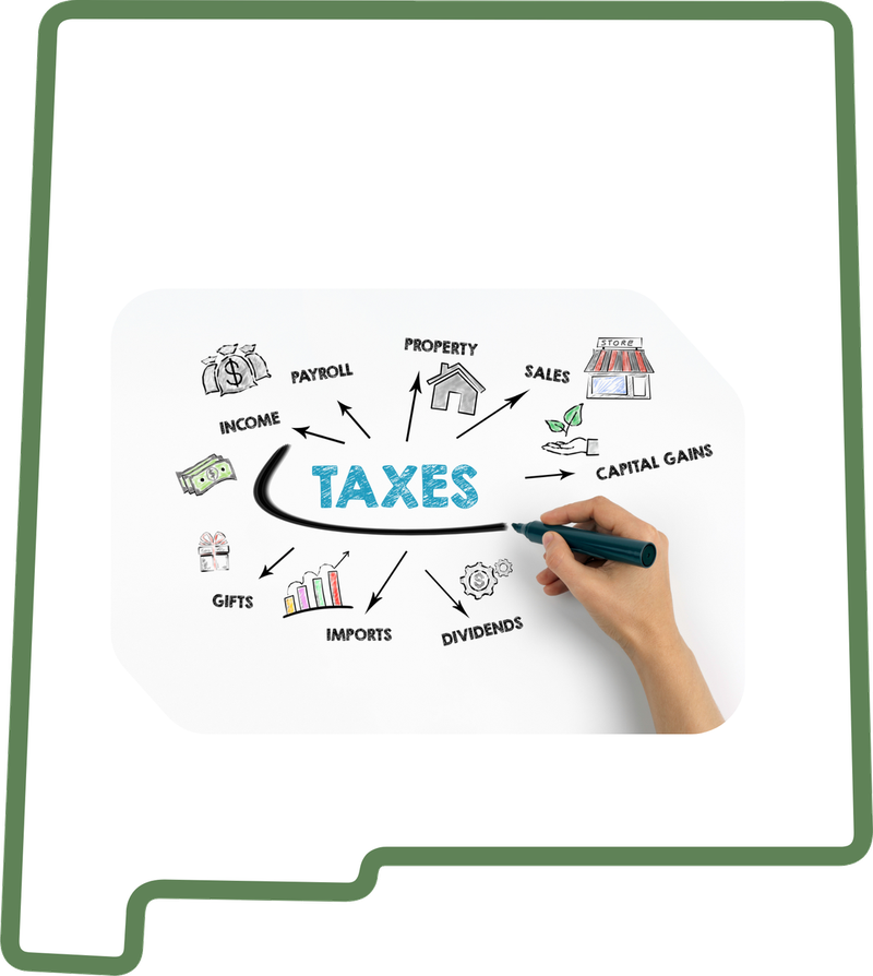 Map of New Mexico showing services from Compass Tax Center