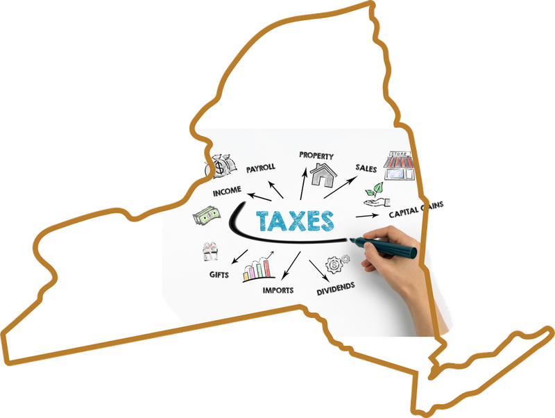 Map of New York showing services from Compass Tax Center
